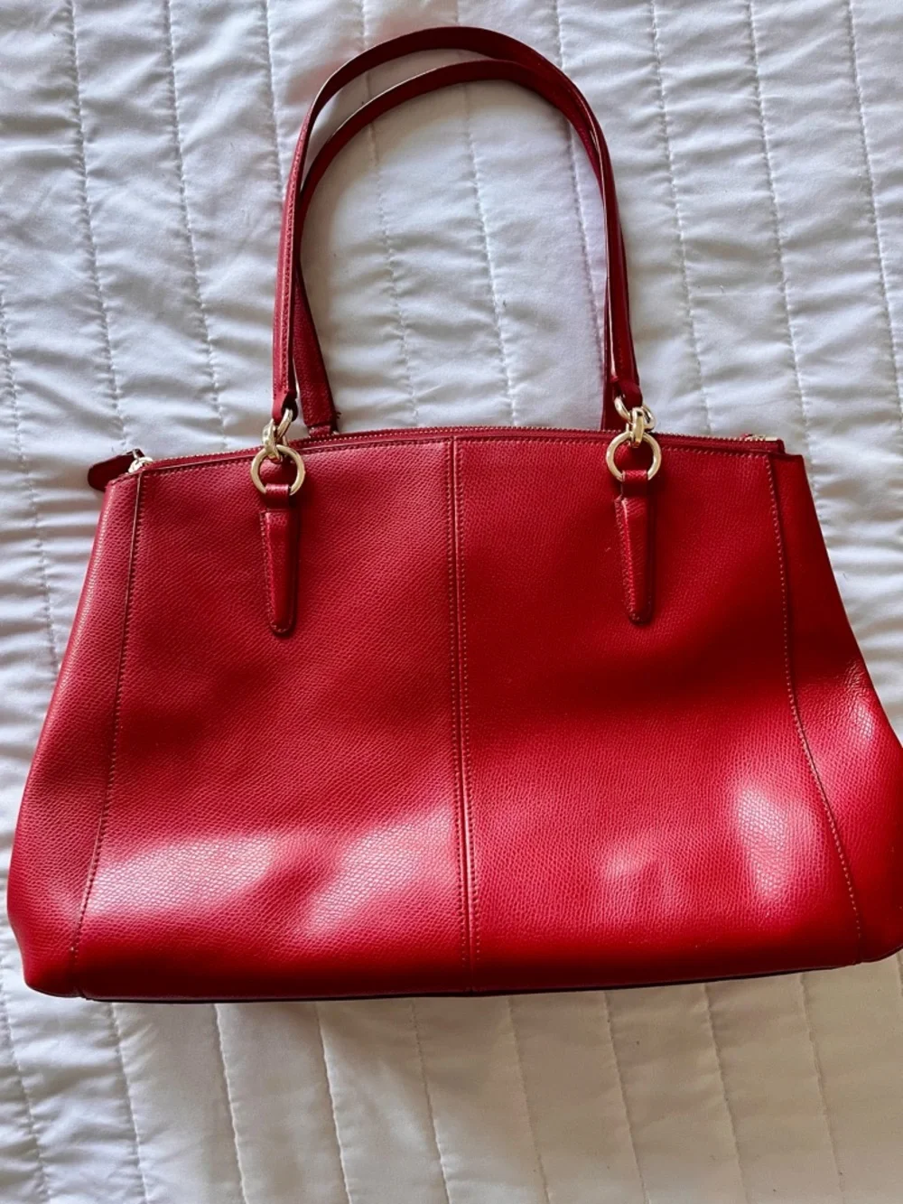 Vintage Coach Red Leather Satchel with Gold Hardware - Picture 4 of 13